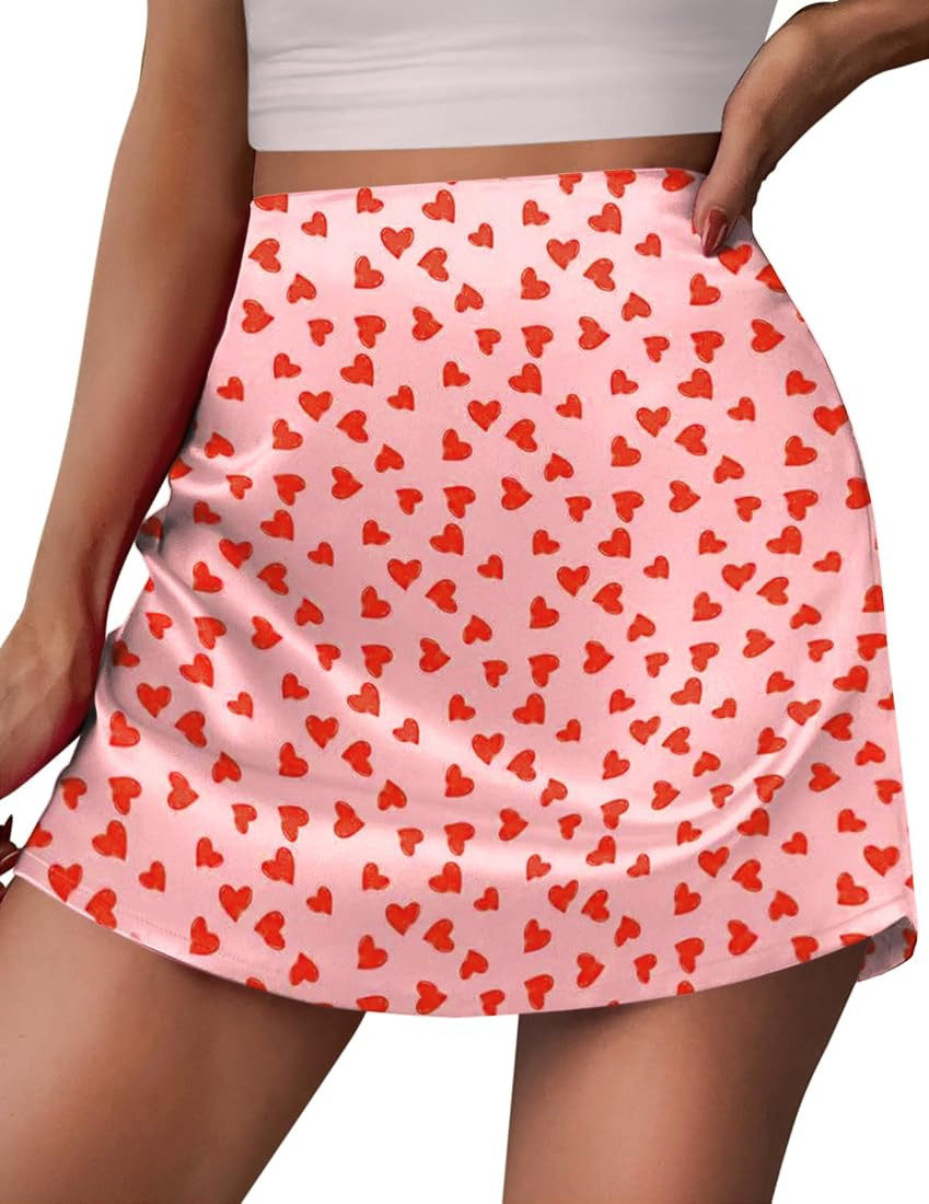 Zeagoo Women's Mini Skirts High Waisted Stain Silk Casual A-Line Zipper Short Skirt | Amazon (US)