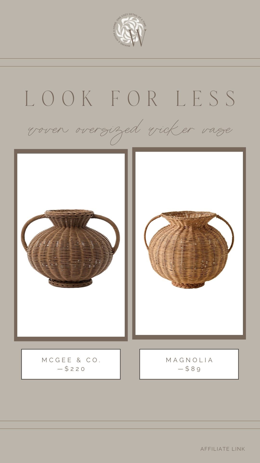 This woven wicker vase from McGee & Co. has gone viral over the last few years! It’s a splurge though at $220. Magnolia just released this new vase that’s nearly identical and only $89!! 

#LTKSaleAlert #LTKHome