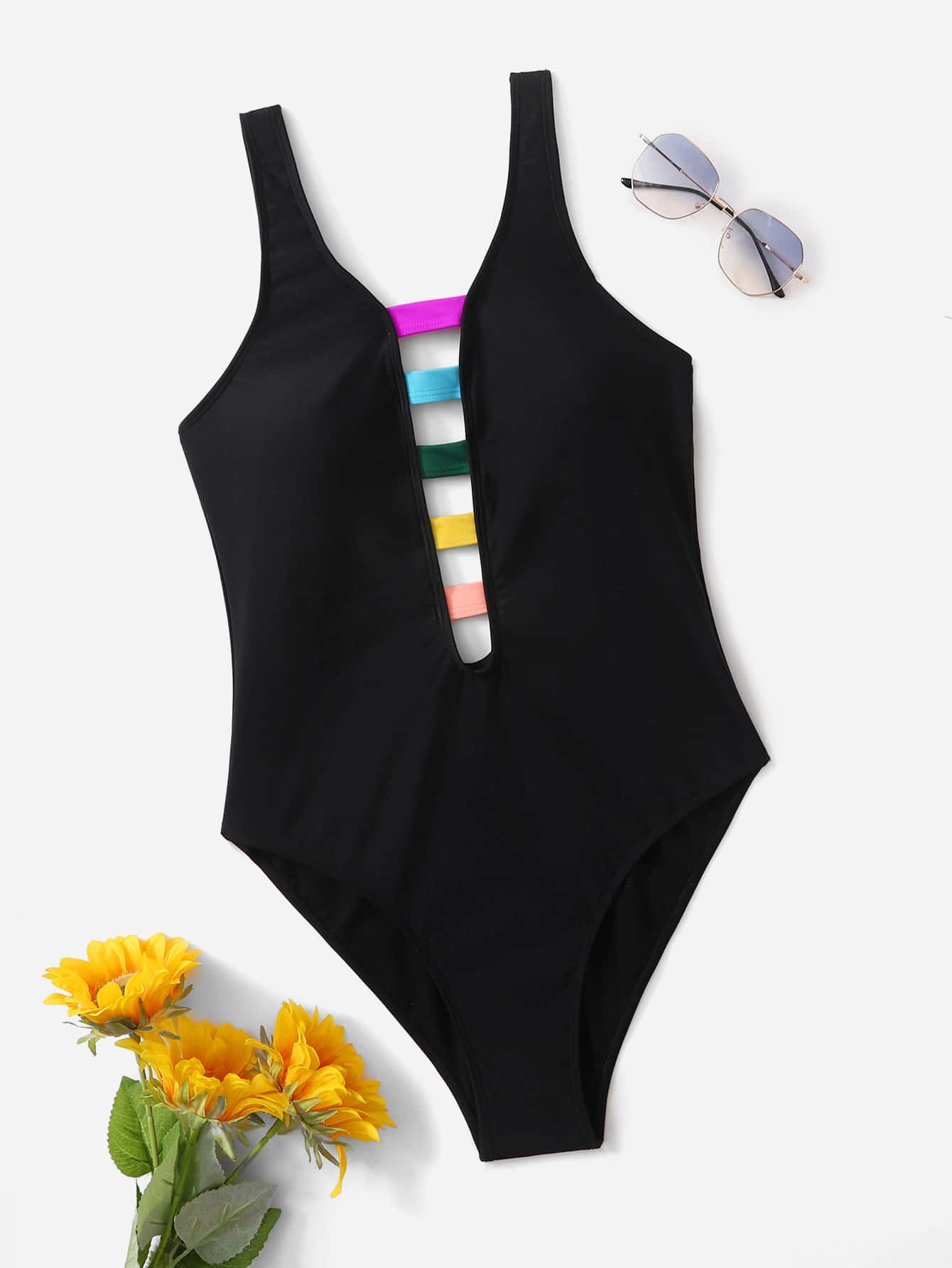 Plus Cut-out Plunging One Piece Swimsuit | SHEIN