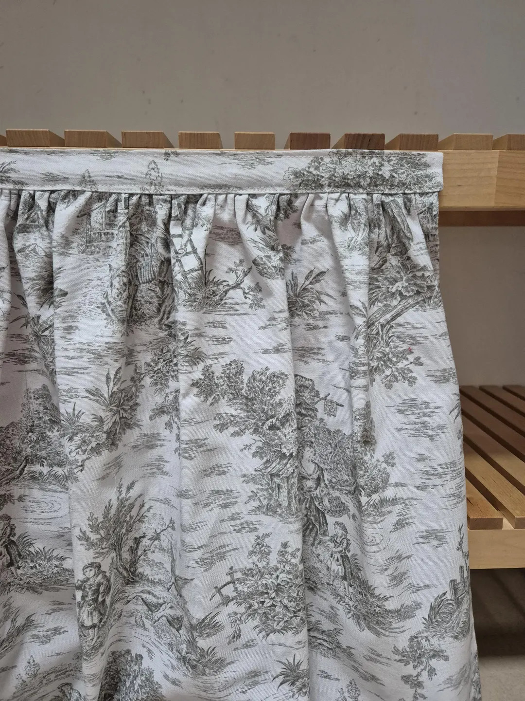 Toile Hook and Loop Sink Skirt, Checkered for Bathroom, Utility Skirt, Vanity Shelf Skirt, Self A... | Etsy (US)