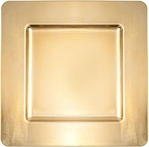 Simply Elegant Set of 6 Square Plastic Charger Plate | Service Plate for Parties, Dinner, Wedding... | Amazon (US)