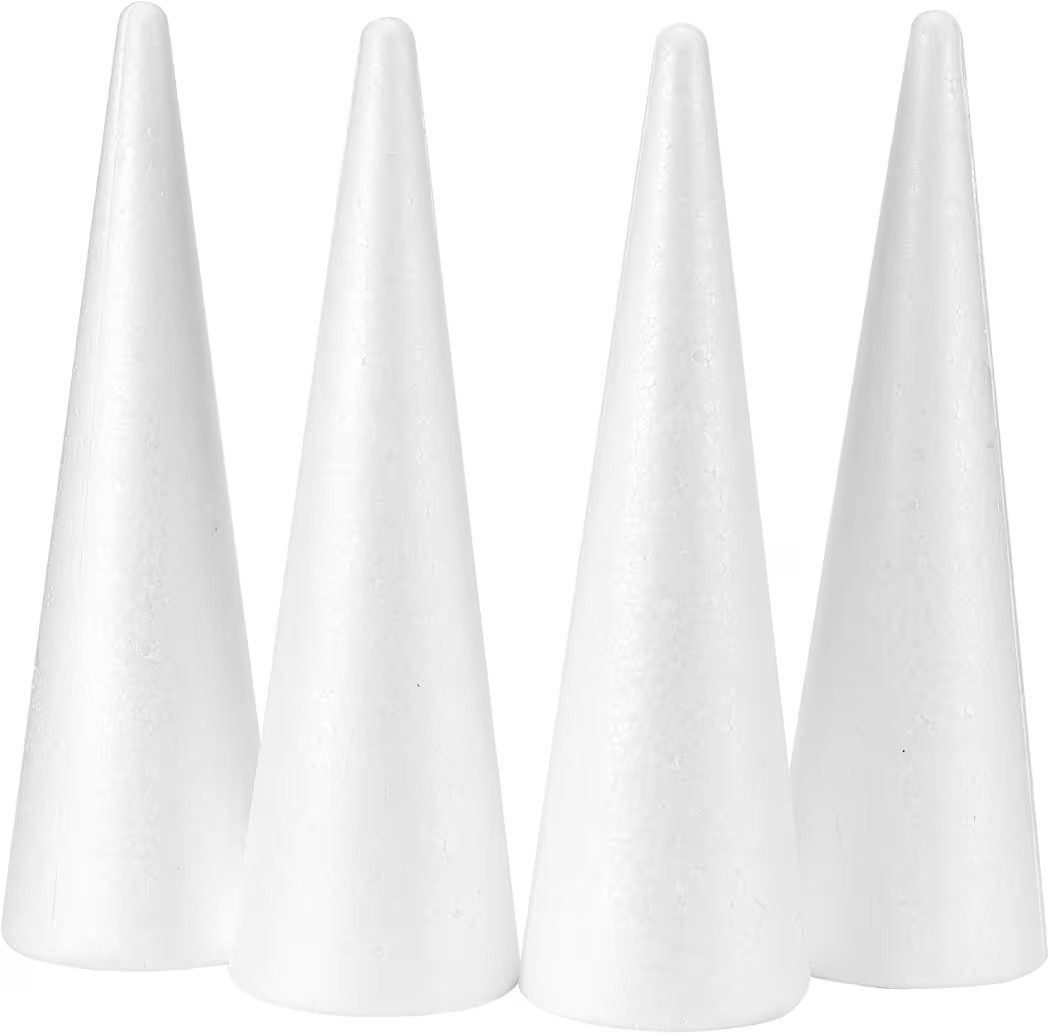 YURN Craft 4 Pack Foam Cones for Crafts, Foam Trees Cones, 4.6×15.35 in Cones Shaped Foam for Ch... | Amazon (US)