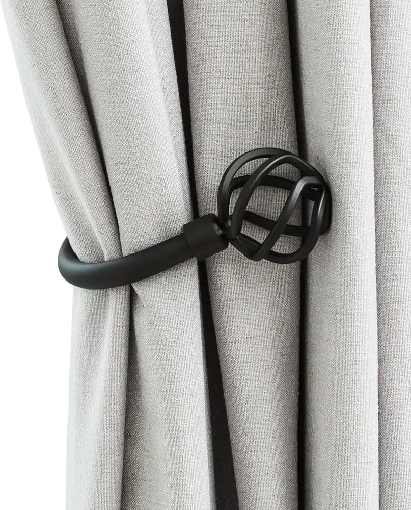 Handmade Metal Curtain Holdbacks 2pcs, Decoration Matt Black Curtain Tie Back Hooks for Wall, Hea... | Amazon (US)