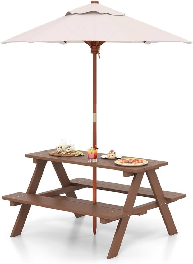 HONEY JOY Kids Picnic Table, Toddler Outdoor Table & Bench Set, Wooden Children Patio Furniture w... | Amazon (US)