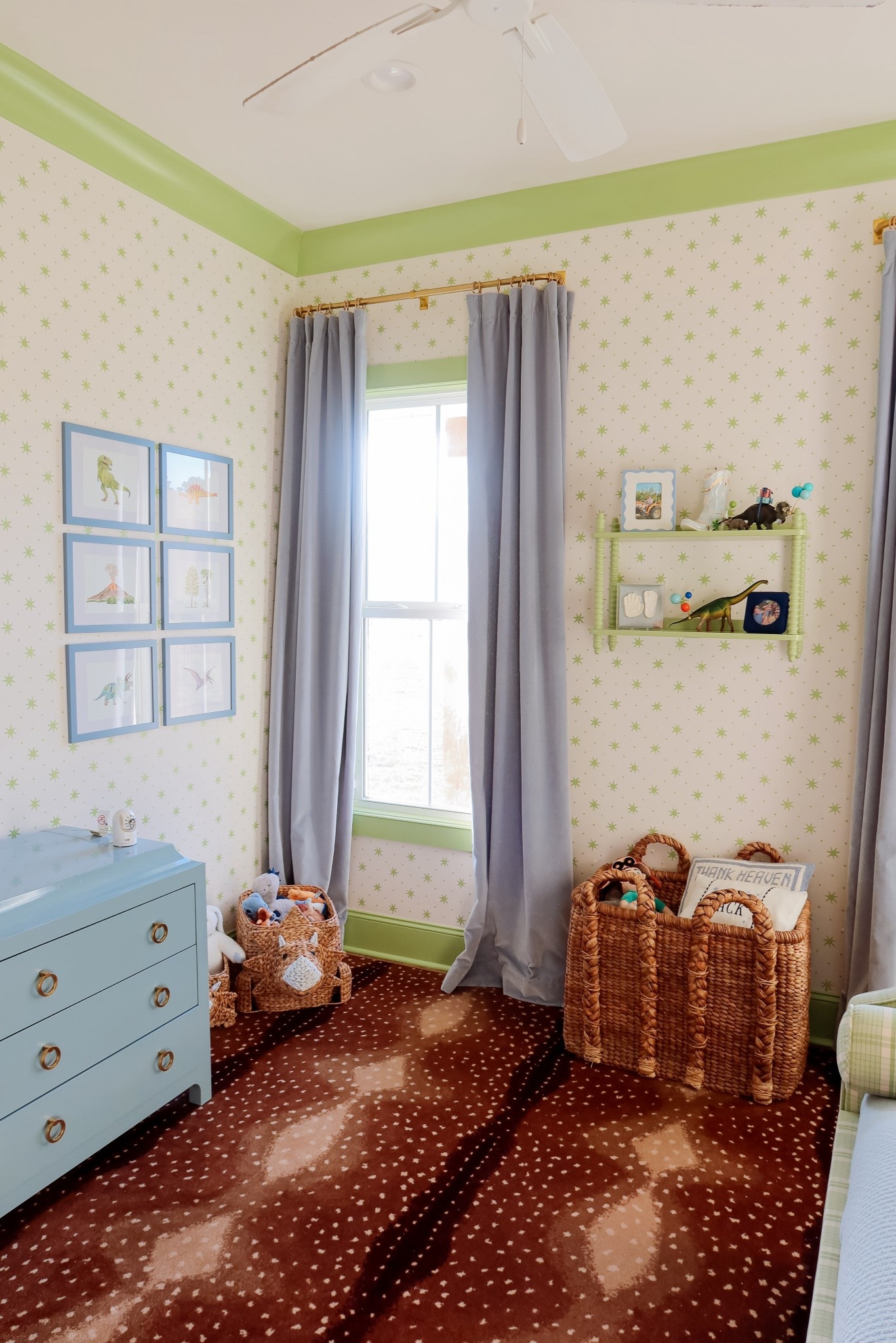 Bedroom | design | curtains | blackout curtains | shelves | bookshelf | toy basket | organization | Dino | dinosaur | bedding | kids room | toddler 

#LTKHome #LTKstorytime #LTKdayinmylife