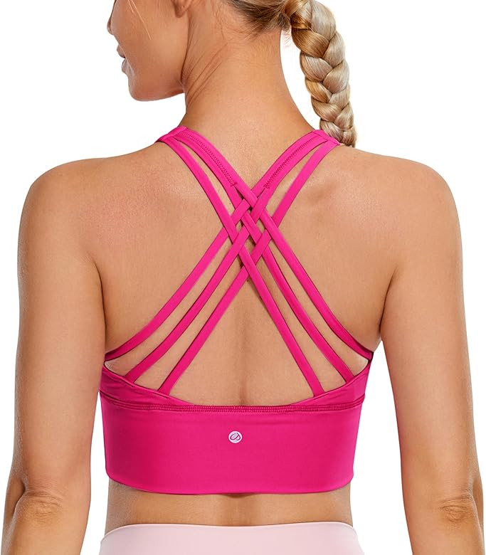 CRZ YOGA Strappy Longline Sports Bras for Women - Wirefree Padded Criss Cross Yoga Cropped Tank T... | Amazon (US)