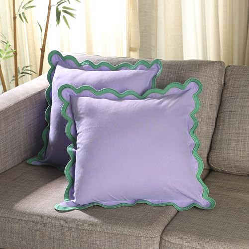 Folkulture Throw Pillow Covers| (18x18) Set of 2 Cotton Scallop Easter Throw'Pillows' Cover for H... | Amazon (US)