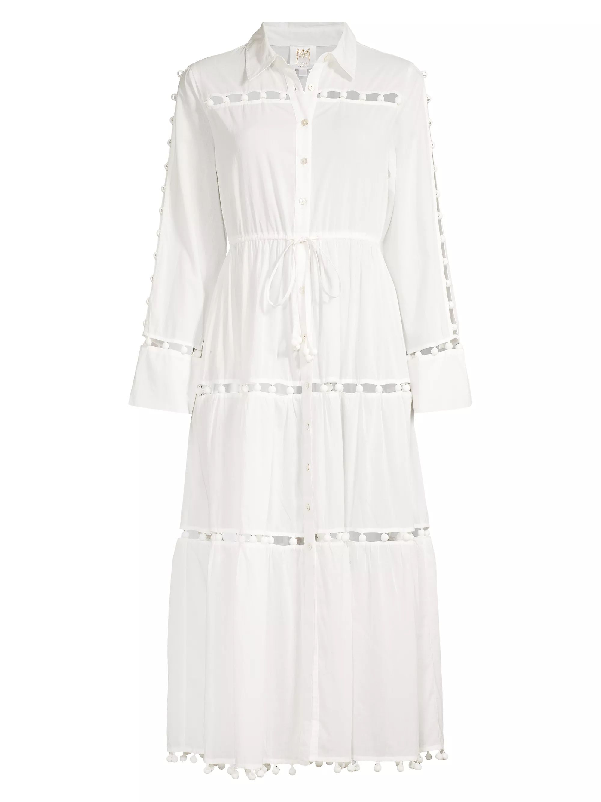 Beaded Cotton Voile Midi-Shirtdress | Saks Fifth Avenue