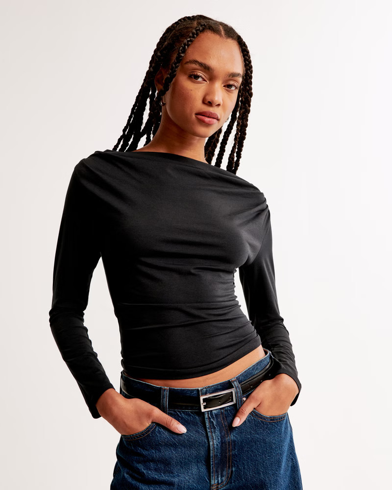 Women's Long-Sleeve Slash Top | Women's Tops | Abercrombie.com | Abercrombie & Fitch (US)