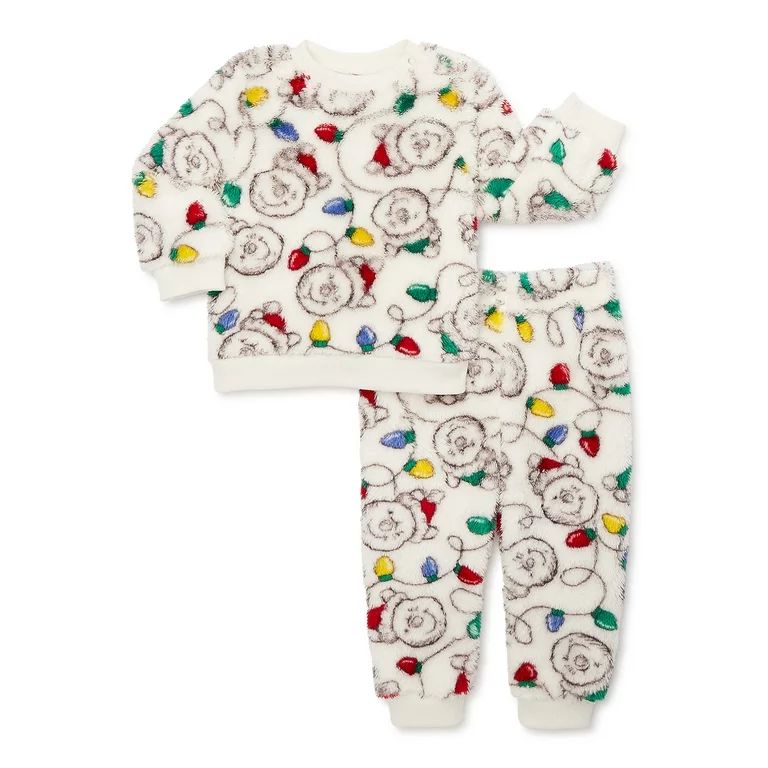 Winnie the Pooh Baby and Toddler Christmas Faux Sherpa Top and Joggers Set, 2-Piece, Sizes 0/3M-5... | Walmart (US)