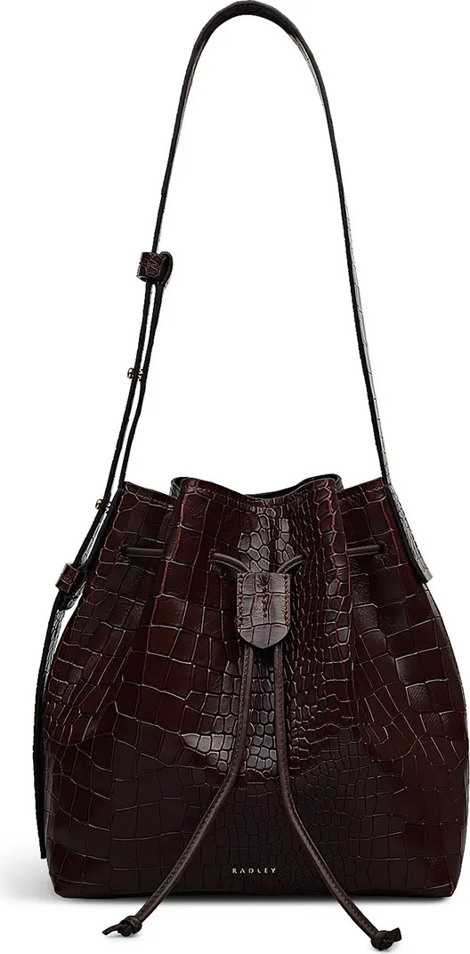 Radley Water Resistant Croc Embossed Faux Leather Bucket Bag | Nordstromrack | Nordstrom Rack