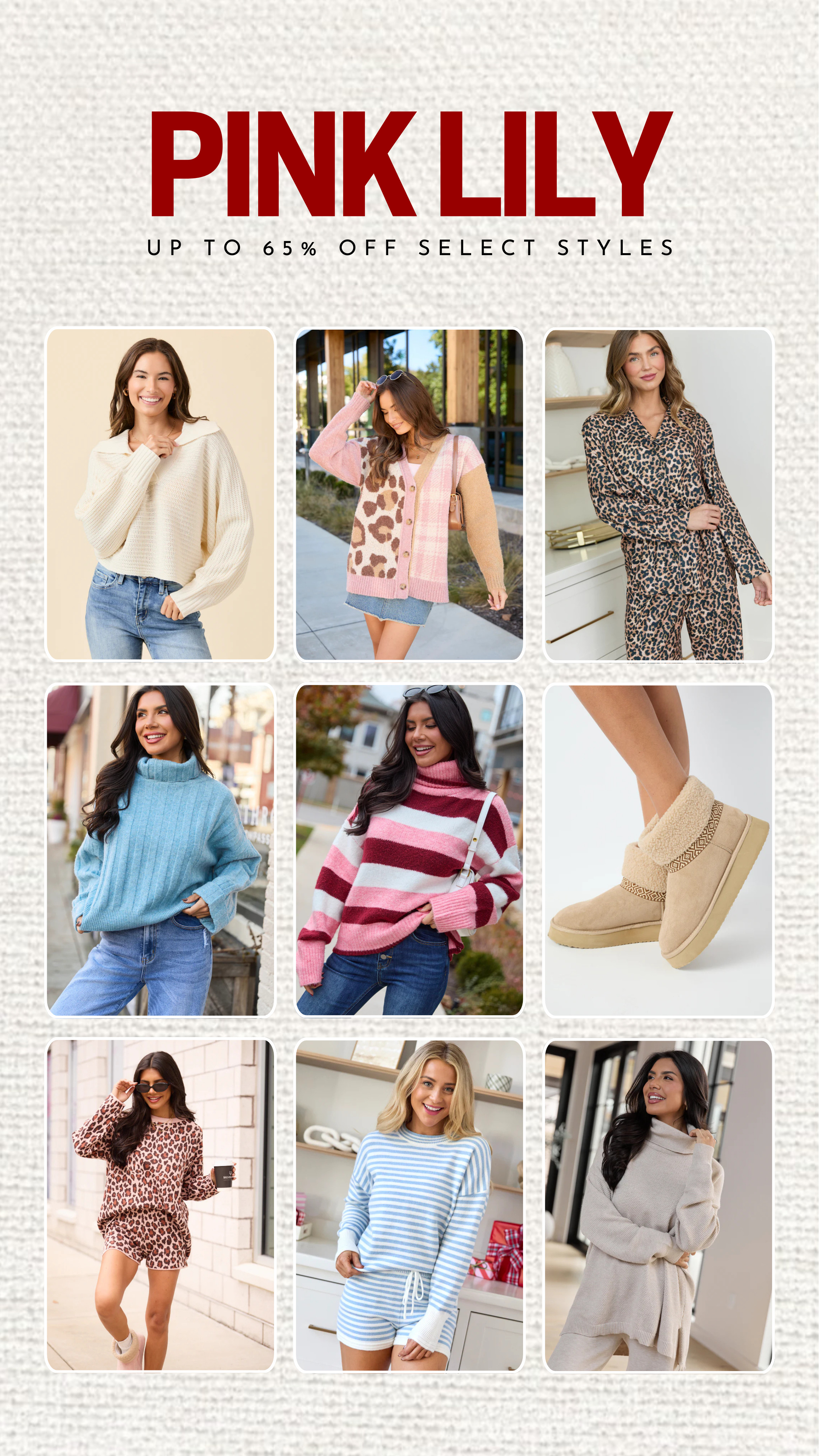 pink lily up to 65% off select styles! 

pink lily, on sale, winter styles, cozy sweaters 

 #LTKHoliday #LTKSeasonal #LTKFindsUnder50