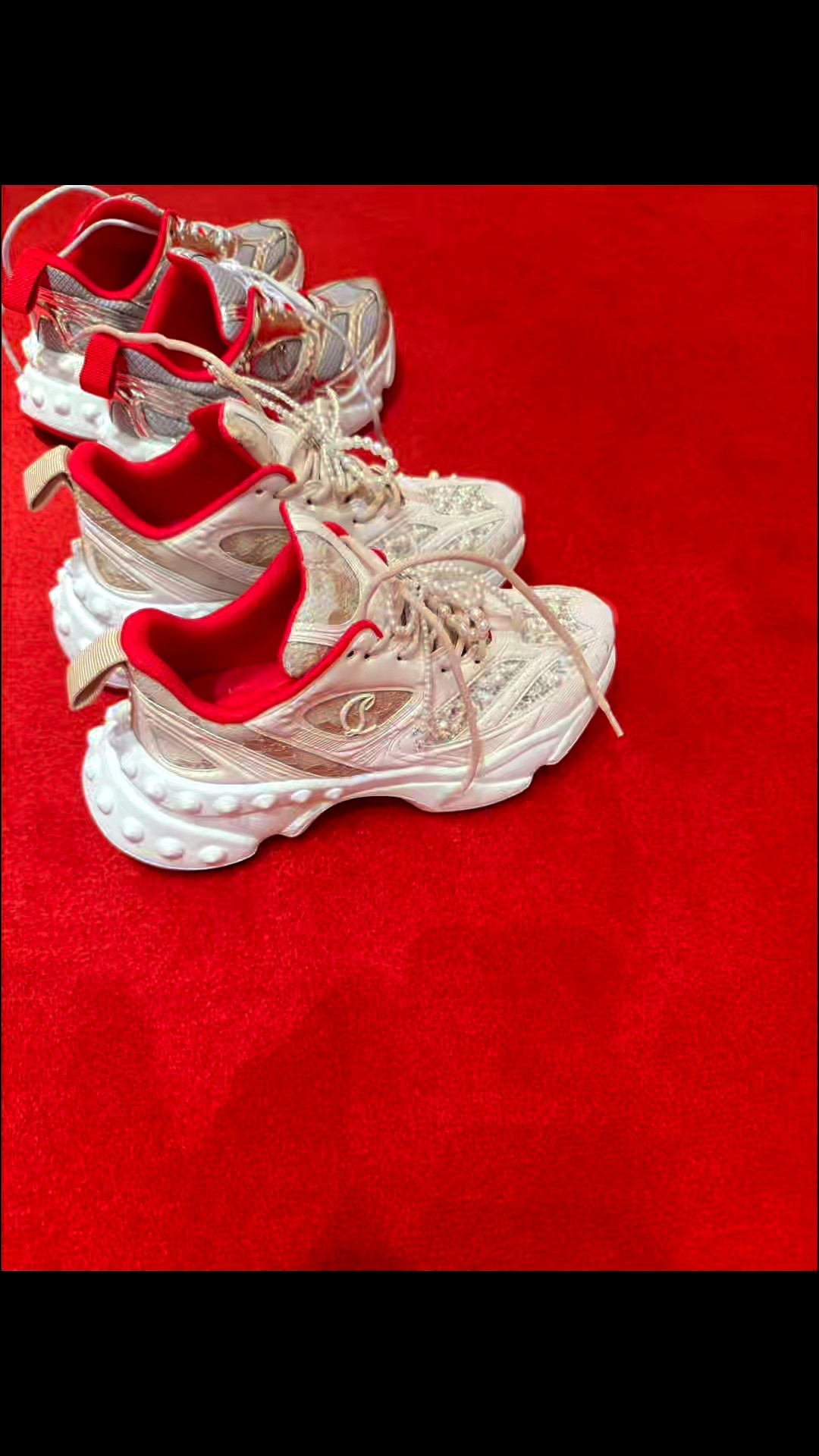 Try on the newest collection of the Christian Louboutin so flo running sneakers in laminated calf leather - the silver vs the perla. Which is your favorite? I’m loving the perla 🥰  Follow for luxury, thoughtful reviews & elevated living. #shoes #tryon #redbottoms #christianlouboutin #sneakers 

#LTKActive #LTKfitnessgoals #LTKPetite