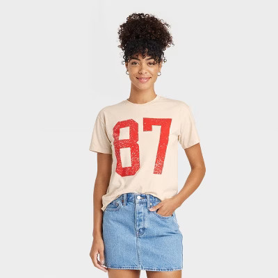 Women's Number 87 Short Sleeve Graphic T-Shirt - Beige M | Target