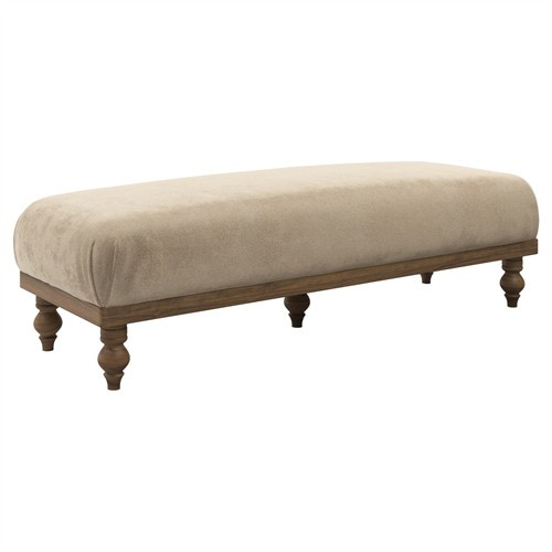 Arlette Champagne Performance Velvet Bench | Kathy Kuo Home