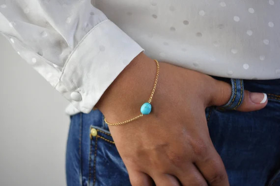 Gold Turquoise Bracelet Blue Stone Bracelet Sleeping Beauty | Etsy | Etsy (US)