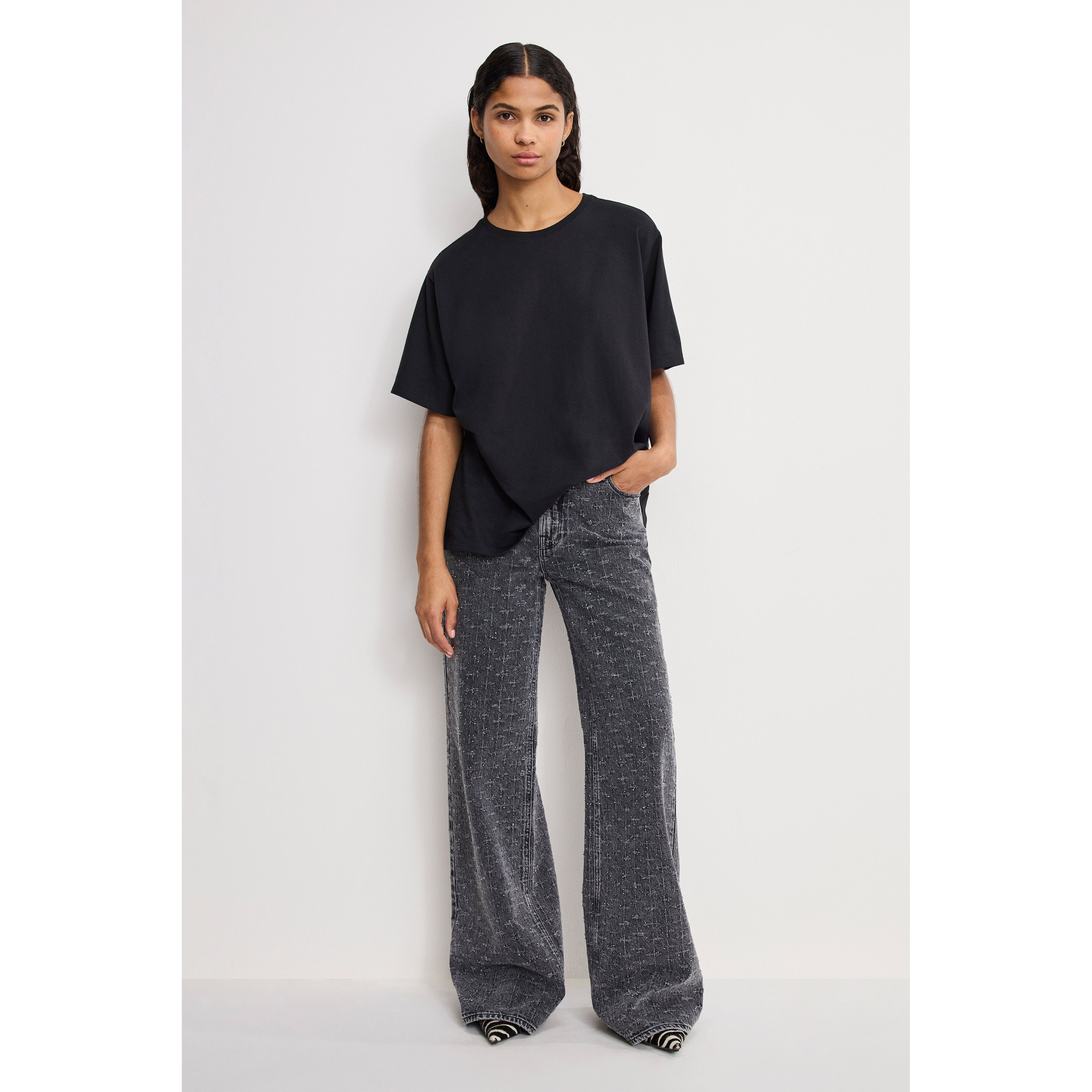 Women's Good Skate Wide Crystal Jeans | Black, 415 Size 16 Plus | Good American by Khlo� Kardashian | Good American