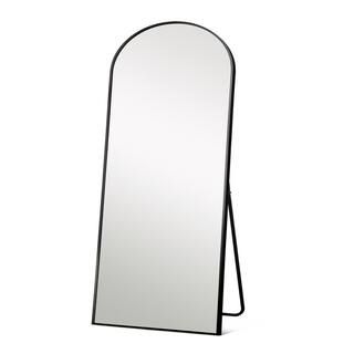 NEUTYPE 30 in. x 67 in. Modern Arch Metal Framed Black Floor Standing Mirror SUUS-LHJ-M17076-B-S2... | The Home Depot