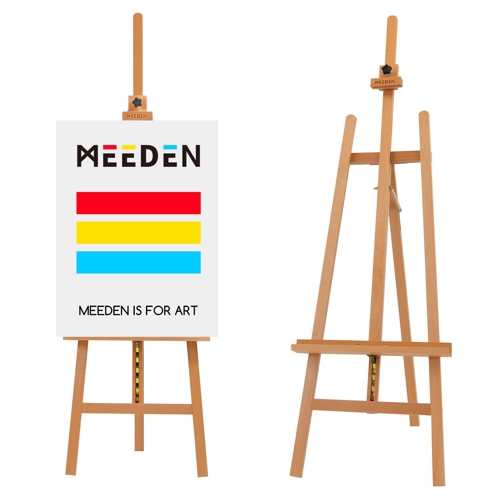 MEEDEN Wooden Art Painting Easel: Solid Beech Display Easels Hold Canvas up to 127cm - Easel Stan... | Amazon (UK)