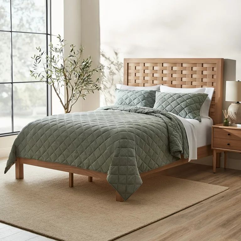 Better Homes & Gardens Bristol Queen Woven Bed, Natural Oak finish, by Dave & Jenny Marrs | Walmart (US)