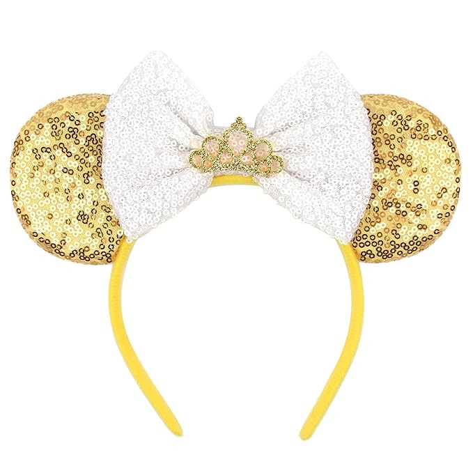 Pk Classic Mouse Ears Headband for Women Velvet Hair Bow Headwear for Girls & Boys - Sparkle Sequ... | Amazon (US)