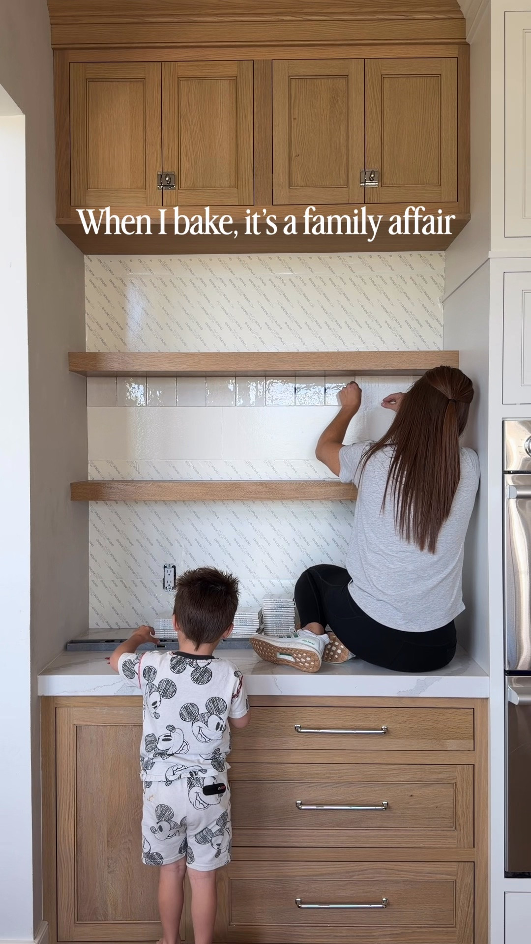 Backsplash tile - I did a subtle checkered pattern with Blanca and canvas with eggshell grout.