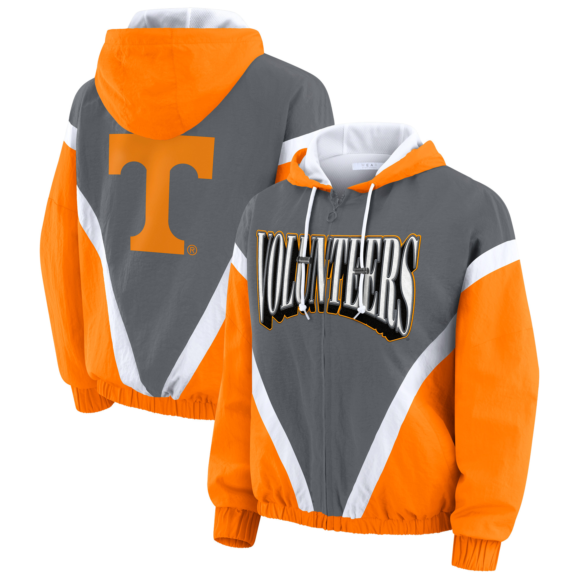 Women's WEAR by Erin Andrews Tennessee Orange/Gray Tennessee Volunteers Colorblock Full-Zip Hoodie Windbreaker Jacket | Fanatics