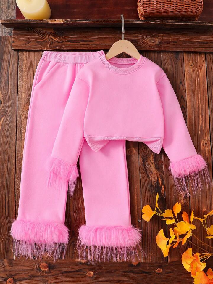 Tween Girls Vintage Warm Solid Color Fluffy Cardigan Jacket For Autumn And Winter | SHEIN