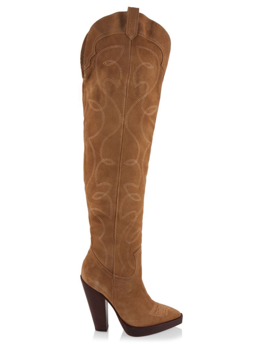 Meggy Over-the-Knee Nubuck Cowboy Boots | Saks Fifth Avenue