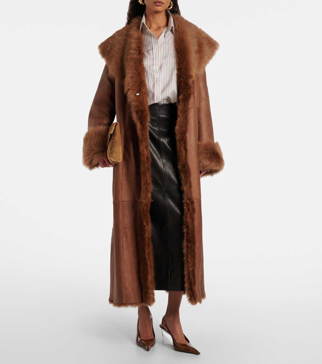 Marlene leather and shearling coat | Mytheresa (INTL)