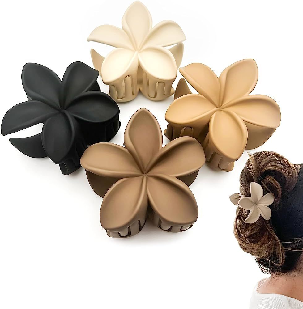 4pc Nonslip Matte Flower Hair Clips for Women Thick/Thin Hair Accessories for Women Neutral Flowe... | Amazon (US)