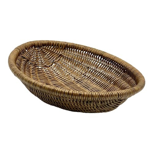 Wrightmart Handwoven Oval Wicker Basket – Natural Rattan Tray for Bread, Fruit & Storage, Rustic Decorative Centerpiece for Coffee Table, Kitchen & Dining, 14.5” x 12” x 3.5” | Amazon (US)
