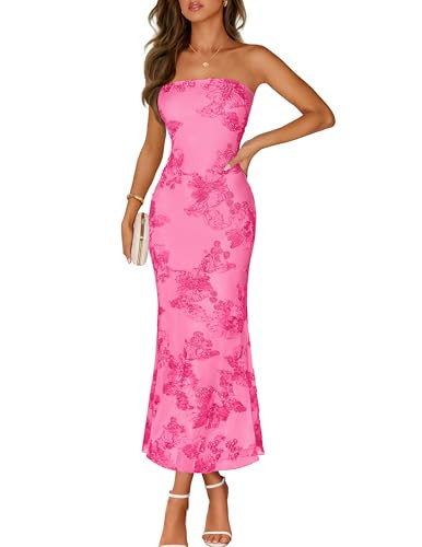 MEROKEETY Women's Summer Floral Wedding Guest Cocktail Maxi Dress | Amazon (US)