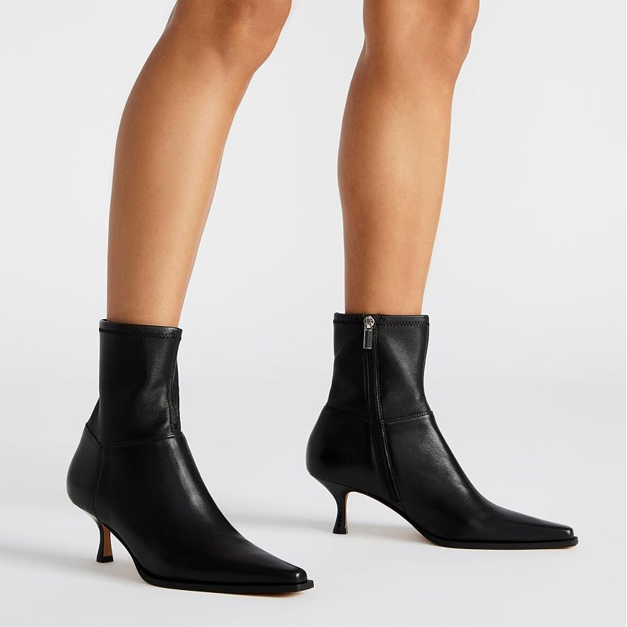 Goiphrri Womens Ankle Boots Kitten Heel Booties Pointed Toe Short Boots | Amazon (US)