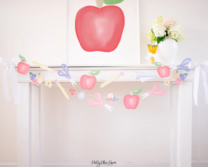 Back to School Banner Printable | Printable Download | Pencils and Apples Banner for Mantel | Bac... | Etsy (US)