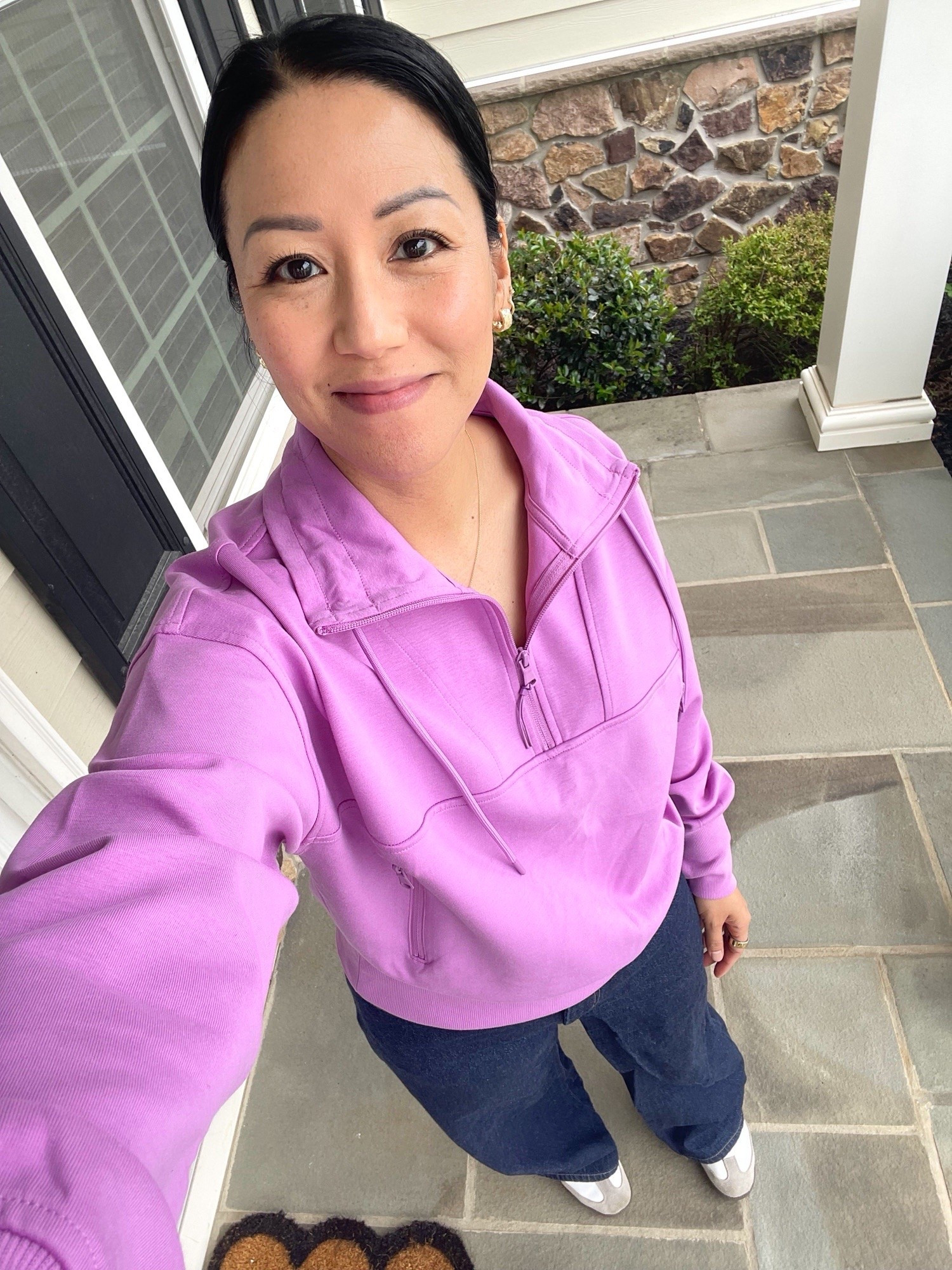 Size medium pullover (older style from Old Navy)
Size 27 jeans 
Sized down in 1/2 Sambas

#LTKOver40 #LTKSeasonal #LTKgrwm