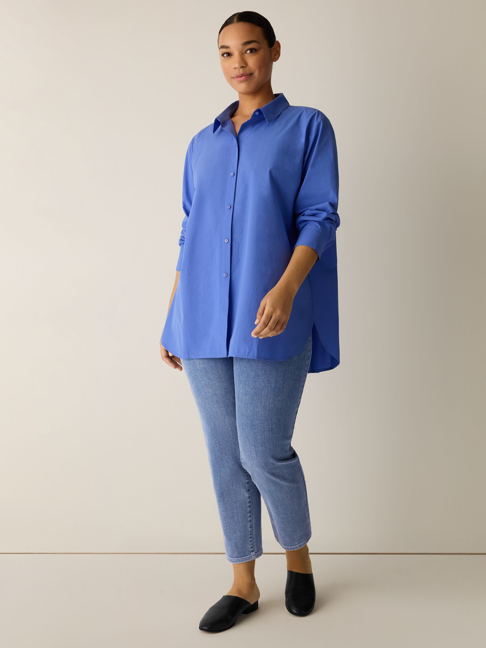 Organic Cotton Poplin Classic Collar Shirt | Eileen Fisher