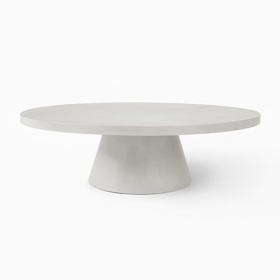Concrete Pedestal Outdoor 44 in Round Coffee Table, Gray Concrete | West Elm (US)