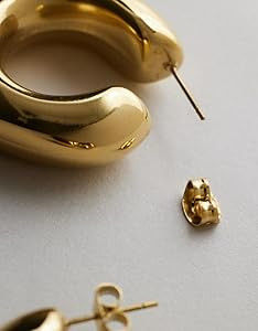 Waterproof Thick Gold Chunky Hoops Earrings for Women Non Tarnish,Gold Plated Hypoallergenic Open... | Amazon (US)