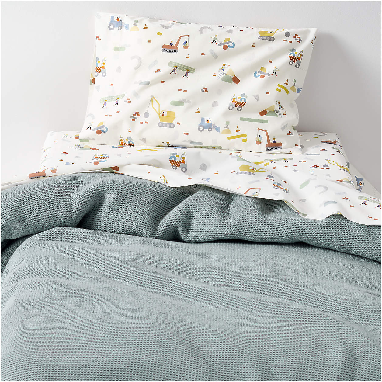 Scoop Light Blue Organic Cotton Gauze Toddler Duvet Cover | Crate & Kids | Crate & Barrel