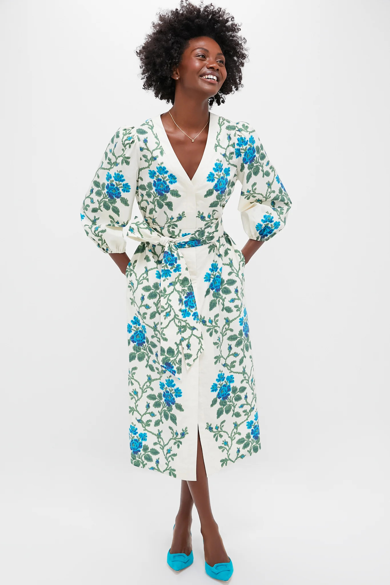 Cerulean Vine Cotton Poplin Lachlan Dress | Tuckernuck (US)