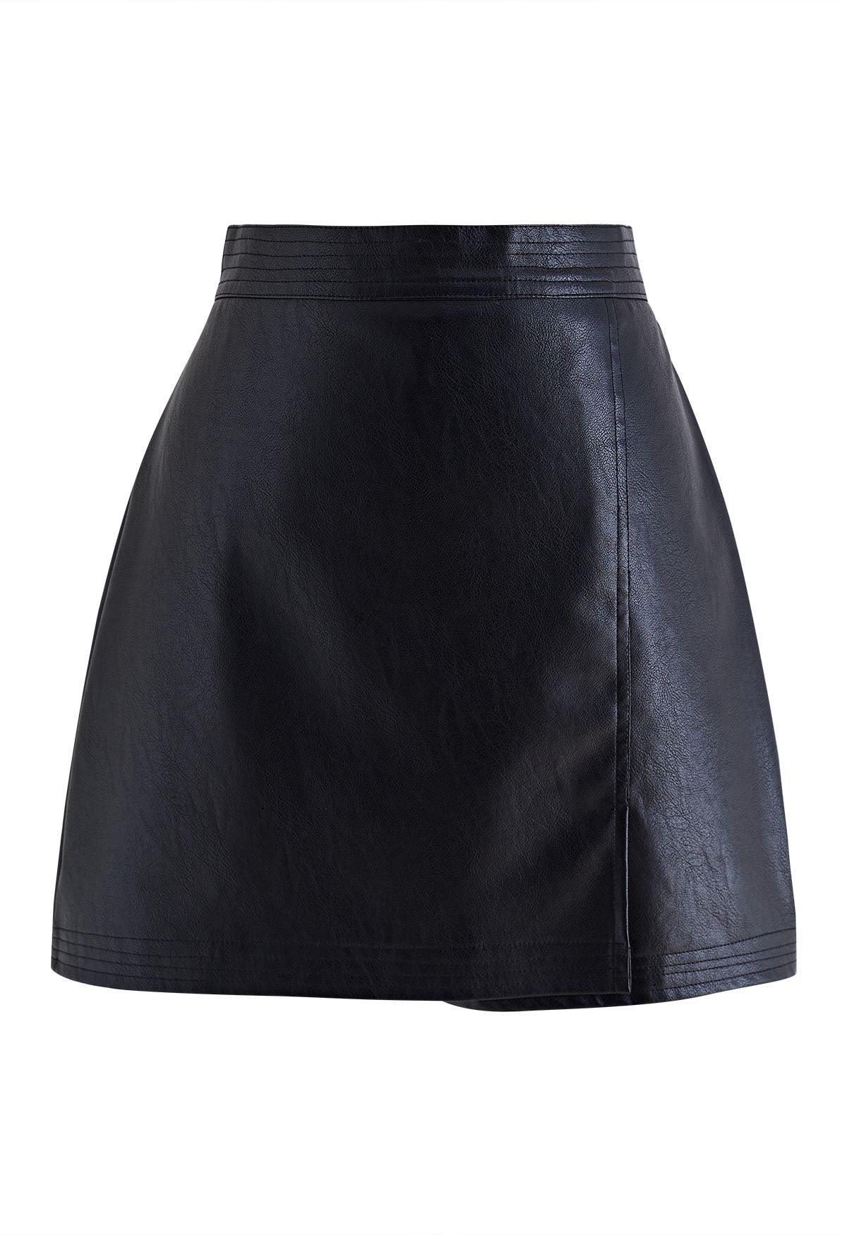 Nifty Faux Leather Flap Mini Bud Skirt in Black | Chicwish