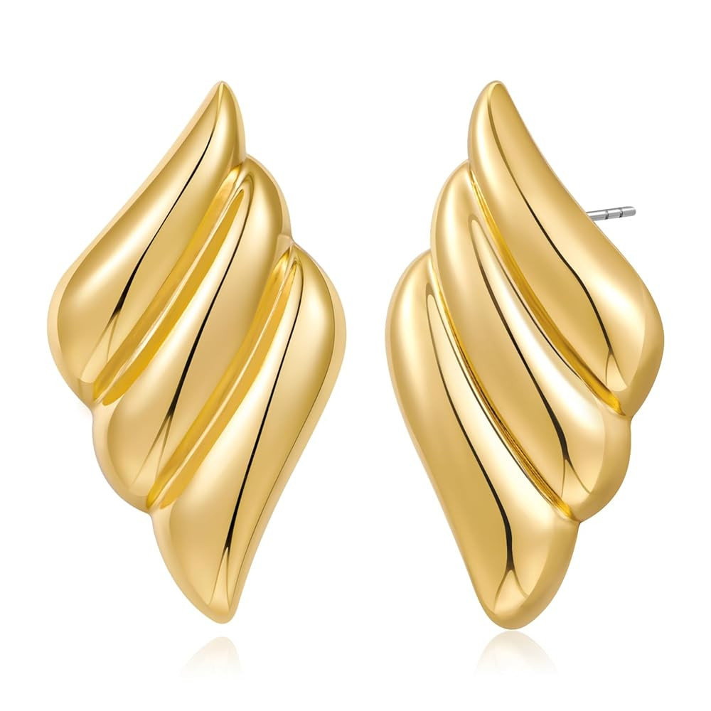 LILIE&WHITE Gold Wing Earrings, Elegant and Contemporary Design, Hypoallergenic, Non-Tarnish, Com... | Amazon (UK)
