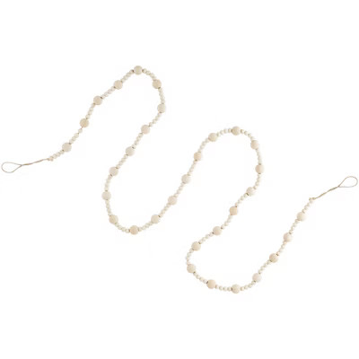 Northlight 6' Cream Wooden Beads Christmas Garland, Unlit | Target