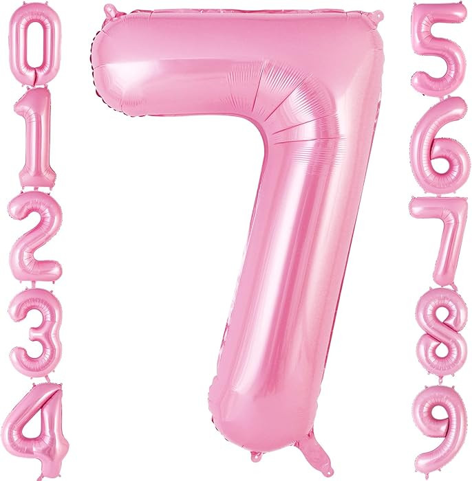 Pink Number 7 Balloon 40 Inch, Big Large Foil Helium Number Balloons, Jumbo Giant Mylar Number 7 ... | Amazon (US)