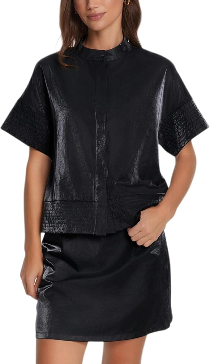 Women's 2 Piece Mini Skirt and Crop Top Set Short Sleeve 2026 Summer Y2k Going Out Vacation Outfi... | Amazon (US)