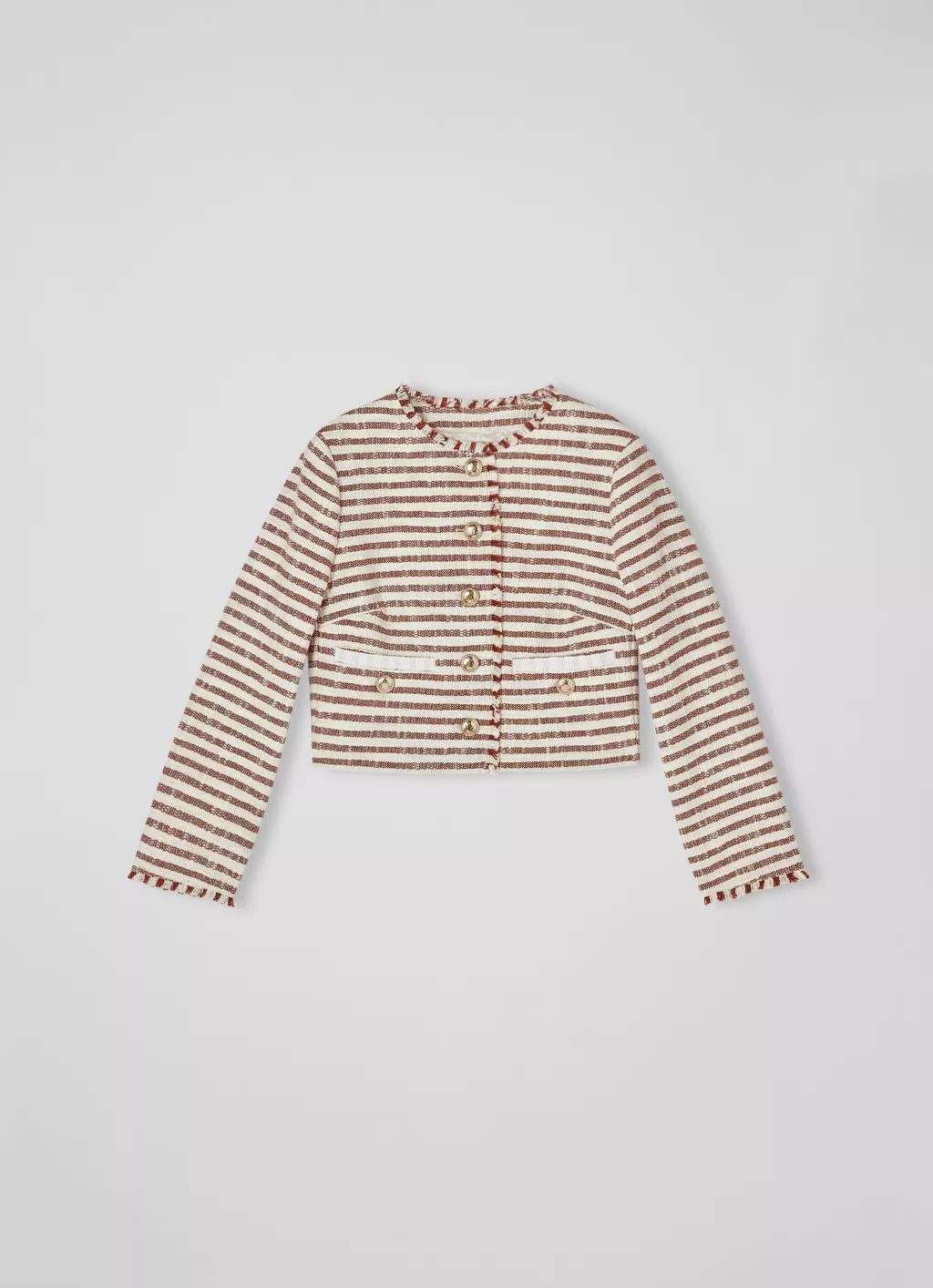 Oxlade Brown and Cream Stripe Italian Tweed Jacket | L.K. Bennett (UK)