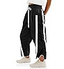 Fisoew Women's Baggy Wide Leg Pants Casual Drawstring Elastic Waisted Contrast Color Workout Y2K ... | Amazon (US)