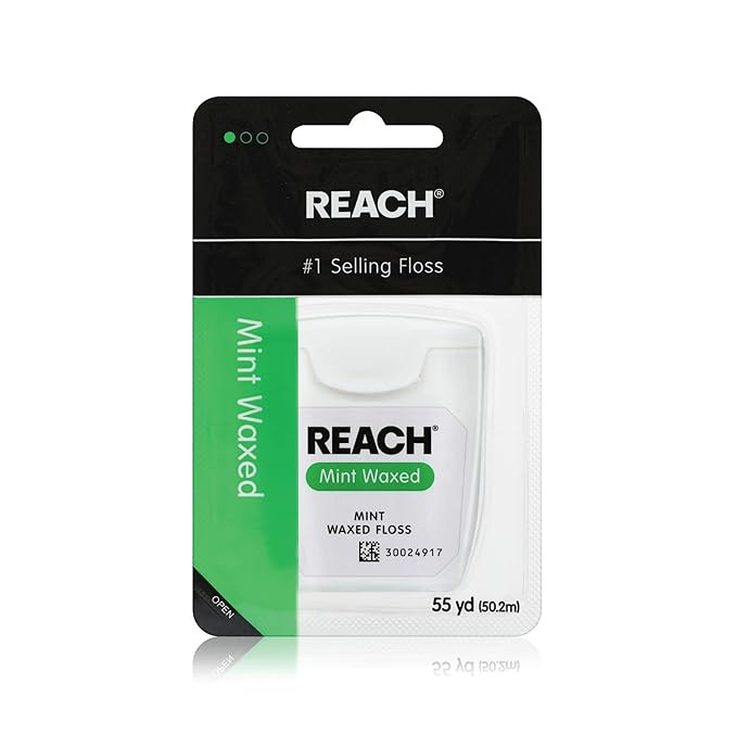 REACH Waxed Dental Floss, Mint, Plaque Remover for Teeth, Shred Resistant, Floss Slides Smoothly,... | Amazon (US)