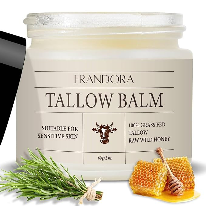 Beef Tallow and Honey Balm for Skin, All-Natural Moisturizer, Hydrating Tallow Balm with Raw Hone... | Amazon (US)